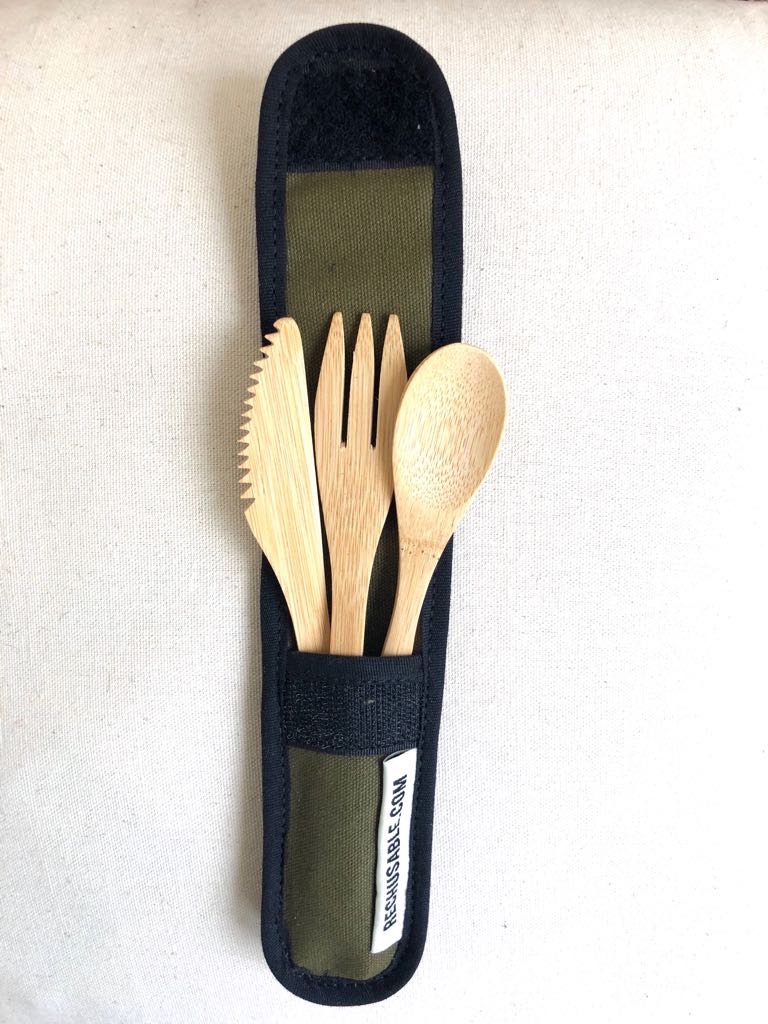 Choose to ReUse Bamboo Cutlery Kit & Cotton Pouch