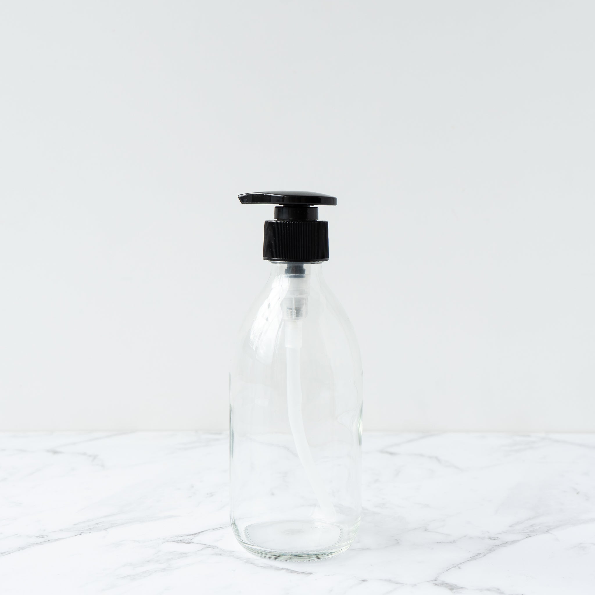 Clear Glass Bottle Black Pump 300ml Refill Dispensary New Zealand The Eco Society