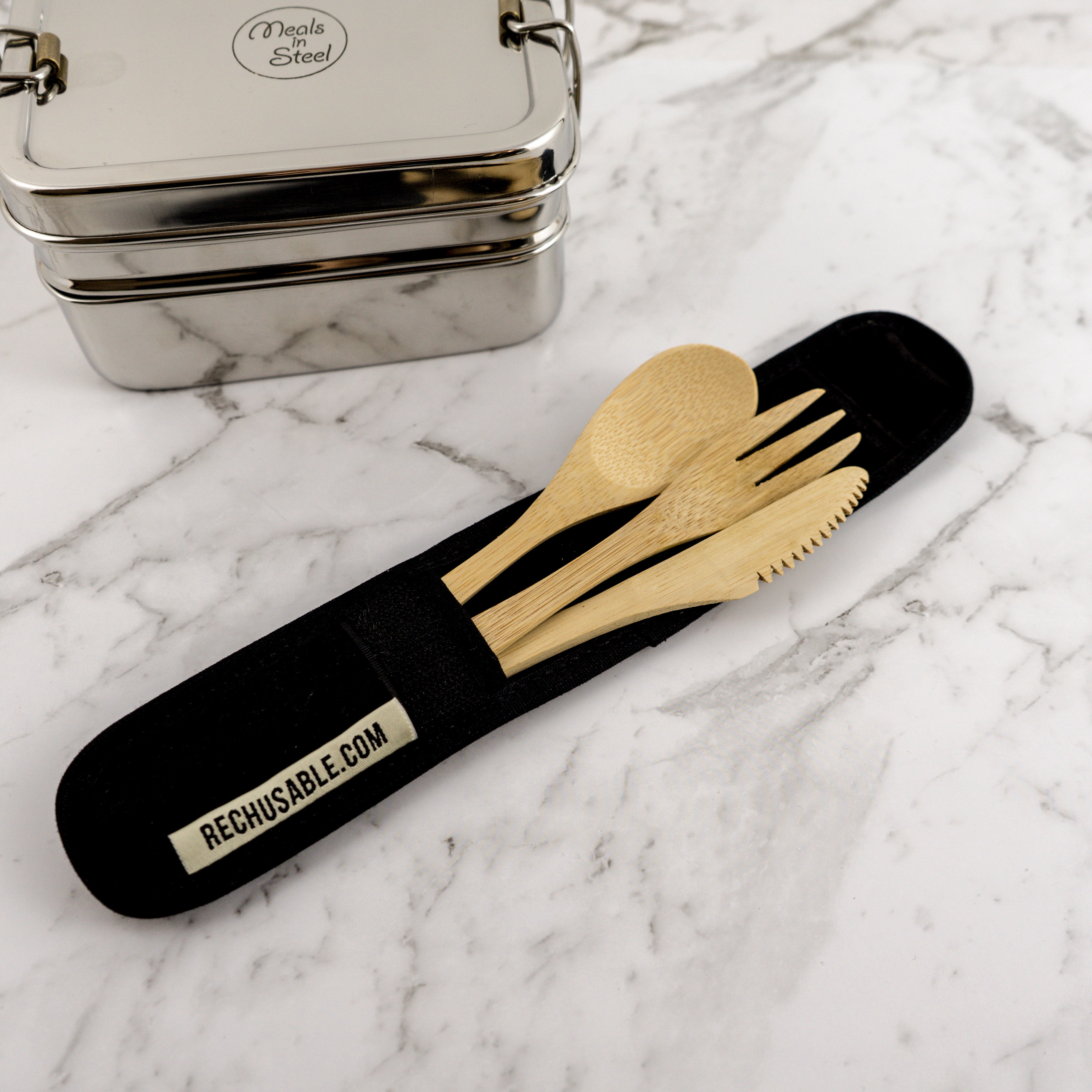 ReChusable Bamboo Cutlery Kit & Cotton Pouch New Zealand Plastic Free Store
