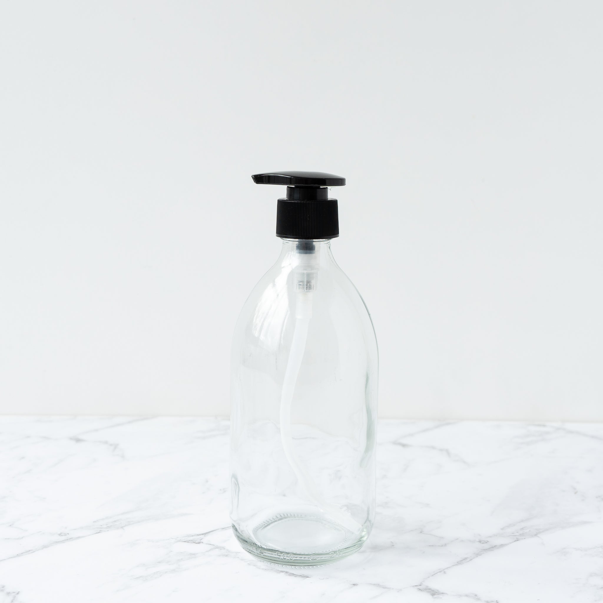 Clear Glass Bottle Black Pump 500ml Refill Dispensary New Zealand The Eco Society