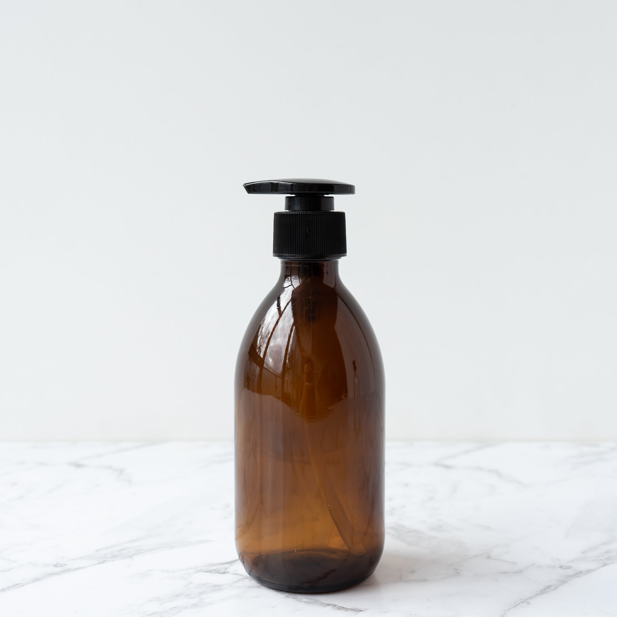 Amber Glass Bottle Black Pump 300ml Refill Dispensary New Zealand The Eco Society